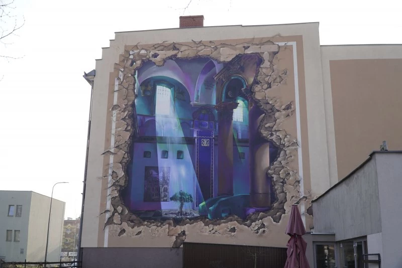 Mural „Synagoga” powstał przy ul. Szewskiej w Raciborzu